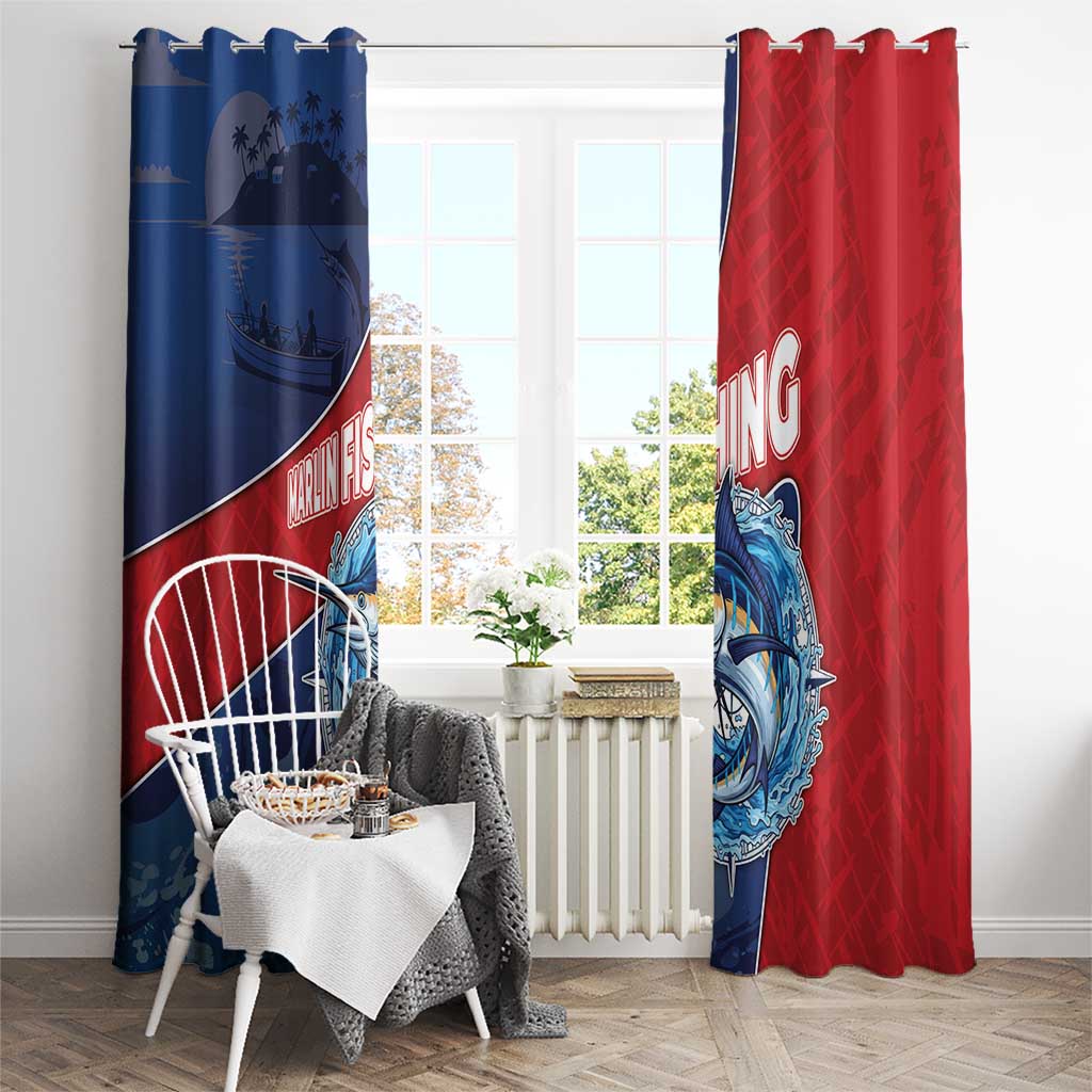 Dominican Republic Fishing Window Curtain Caribbean Master Baiter - Wonder Print Shop
