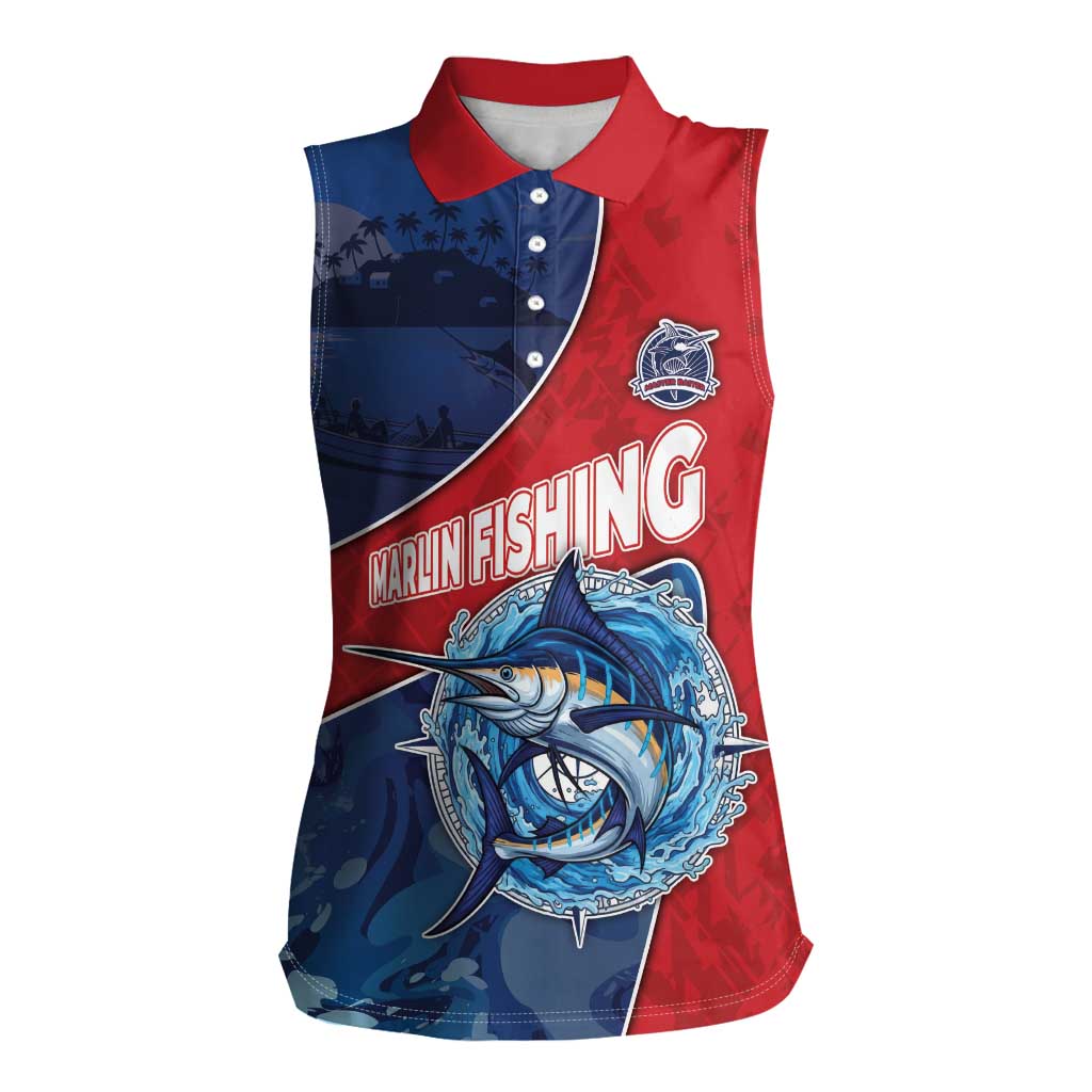 Dominican Republic Fishing Women Sleeveless Polo Shirt Caribbean Master Baiter - Wonder Print Shop
