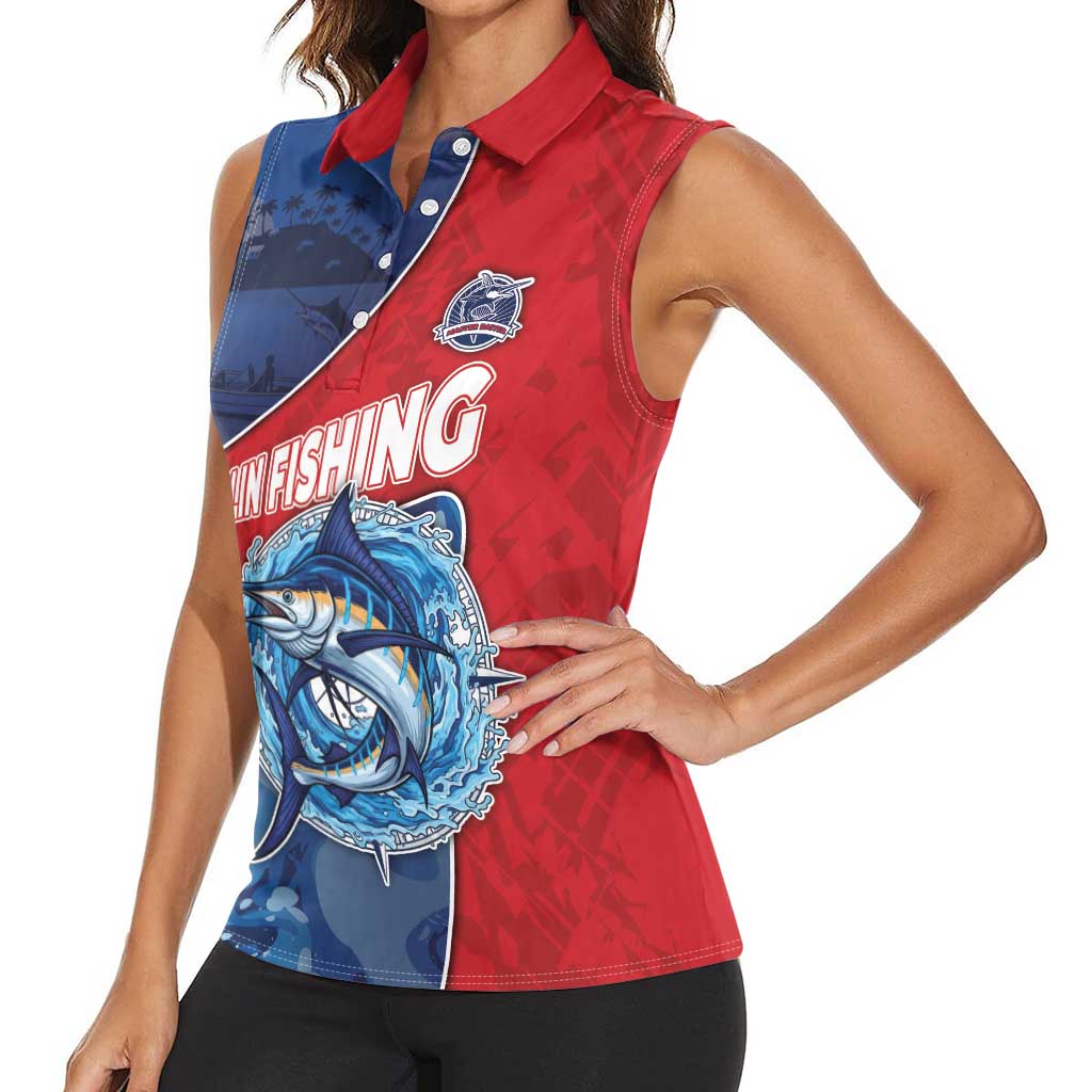 Dominican Republic Fishing Women Sleeveless Polo Shirt Caribbean Master Baiter - Wonder Print Shop