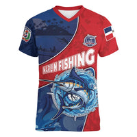 Dominican Republic Fishing Women V-Neck T-Shirt Caribbean Master Baiter - Wonder Print Shop