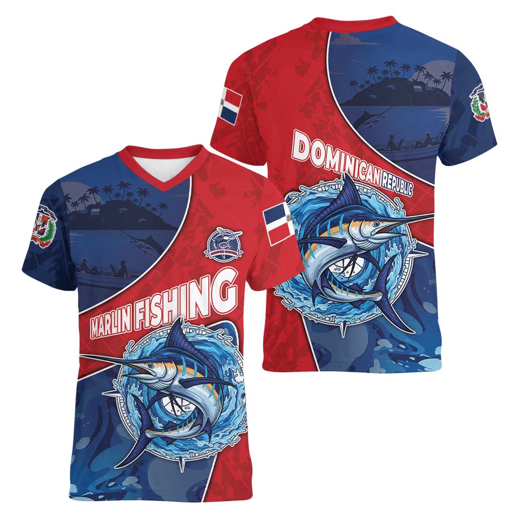 Dominican Republic Fishing Women V-Neck T-Shirt Caribbean Master Baiter - Wonder Print Shop