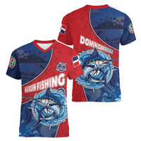 Dominican Republic Fishing Women V-Neck T-Shirt Caribbean Master Baiter - Wonder Print Shop