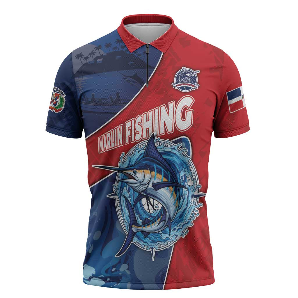 Dominican Republic Fishing Zipper Polo Shirt Caribbean Master Baiter - Wonder Print Shop