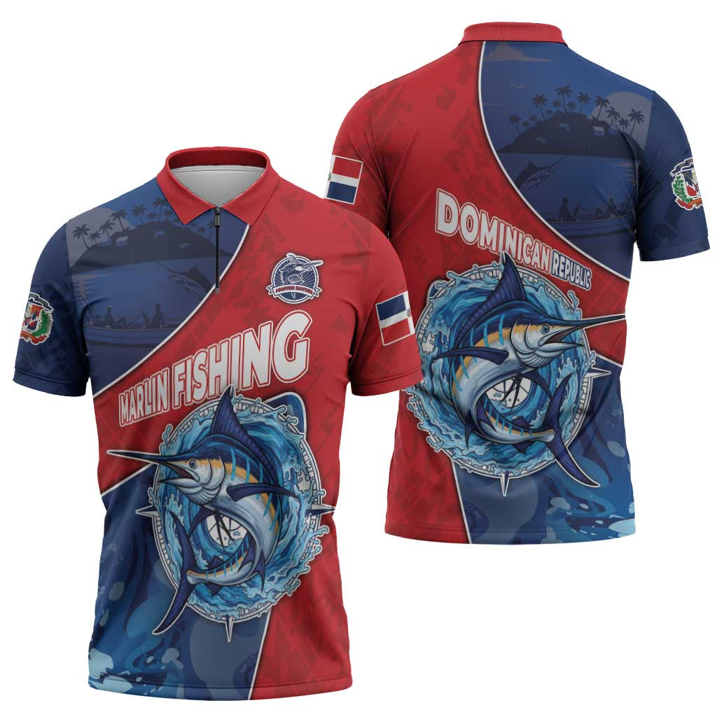 Dominican Republic Fishing Zipper Polo Shirt Caribbean Master Baiter - Wonder Print Shop