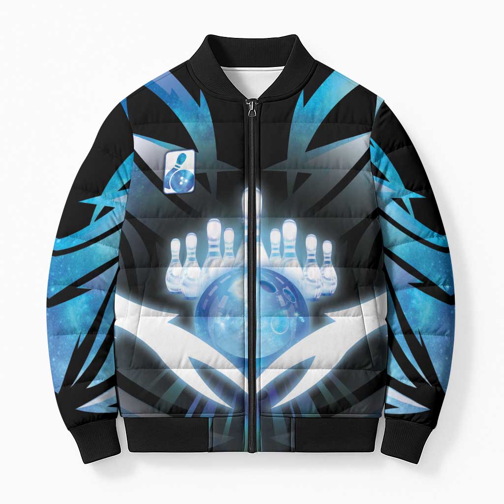 Personalized Bowling Bomber Puffer Jacket Cosmic Strike