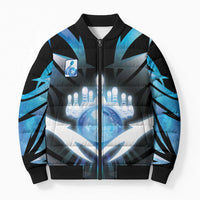 Personalized Bowling Bomber Puffer Jacket Cosmic Strike