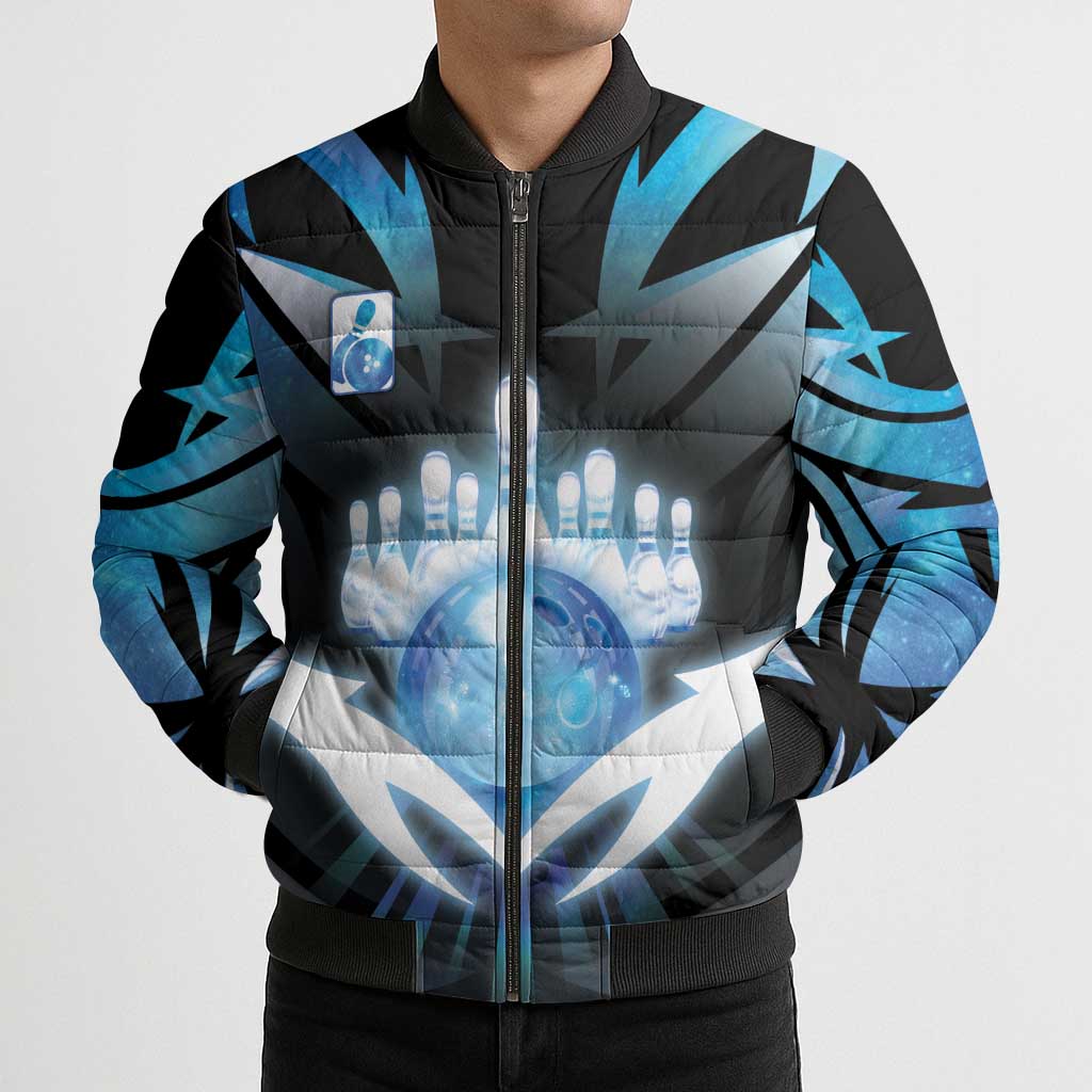 Personalized Bowling Bomber Puffer Jacket Cosmic Strike