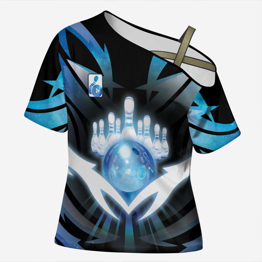 Personalized Bowling Cross Shoulder Shirt Cosmic Strike