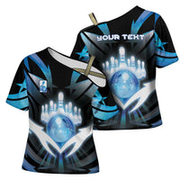 Personalized Bowling Cross Shoulder Shirt Cosmic Strike