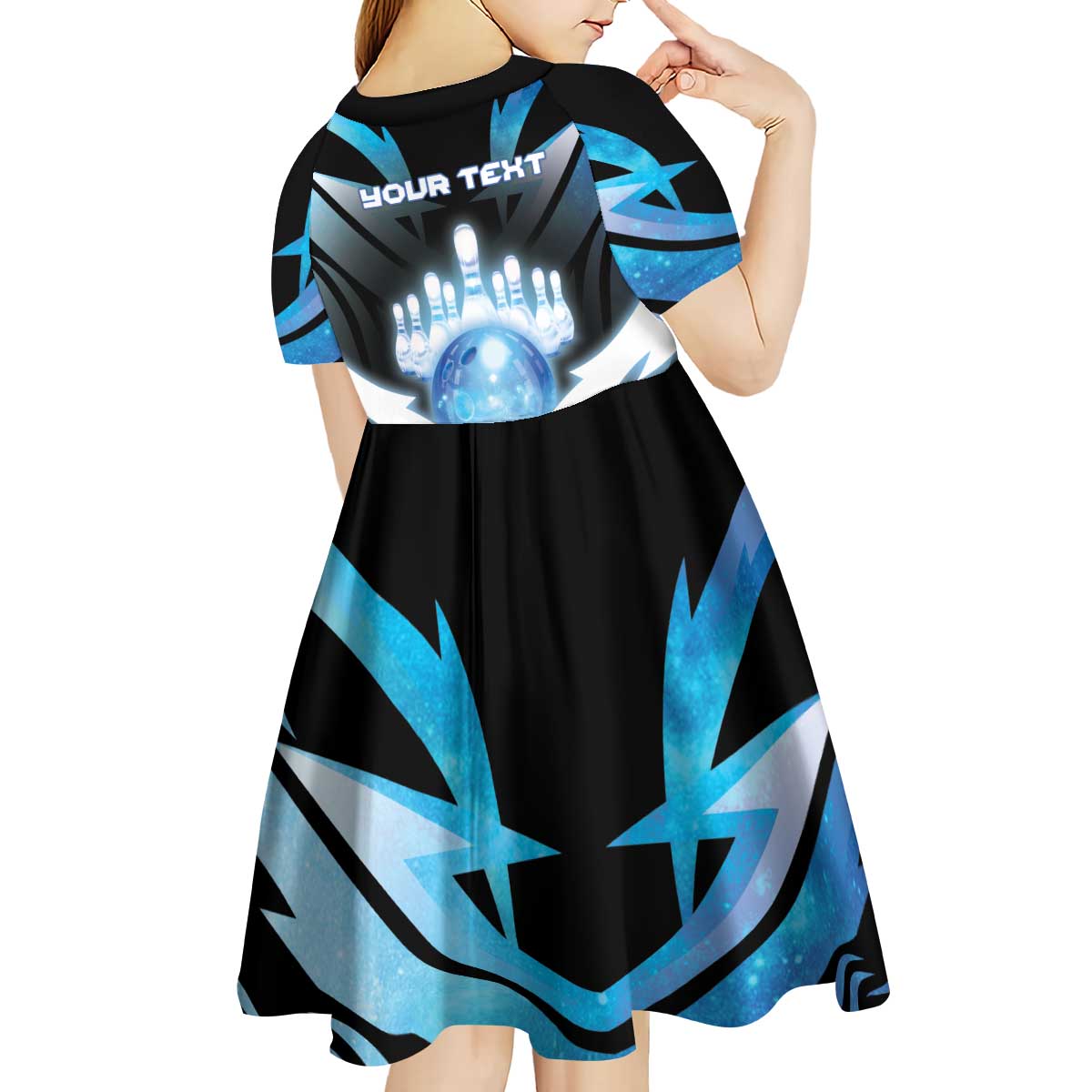 Personalized Bowling Kid Short Sleeve Dress Cosmic Strike