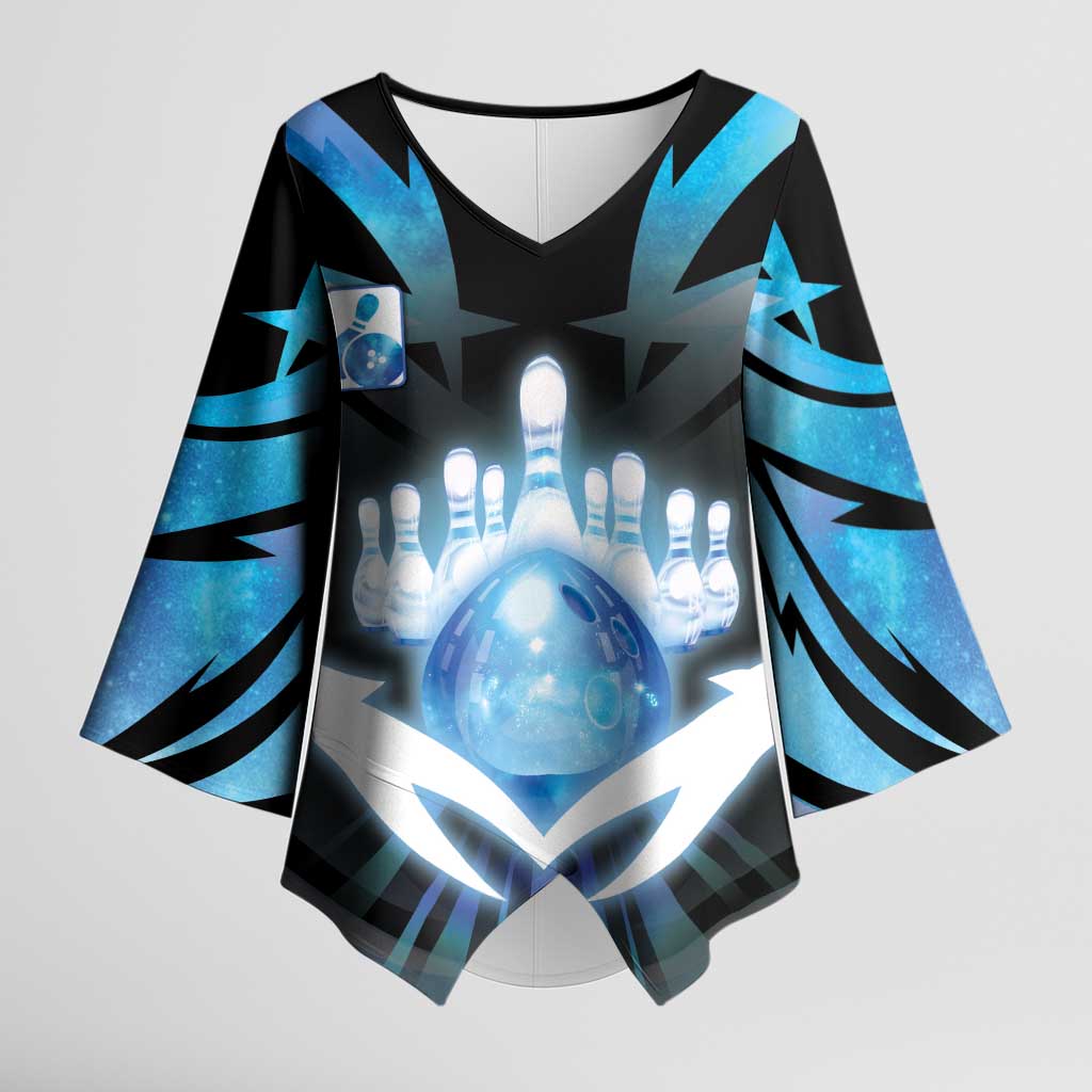 Personalized Bowling Kimono Sleeve Blouse Cosmic Strike