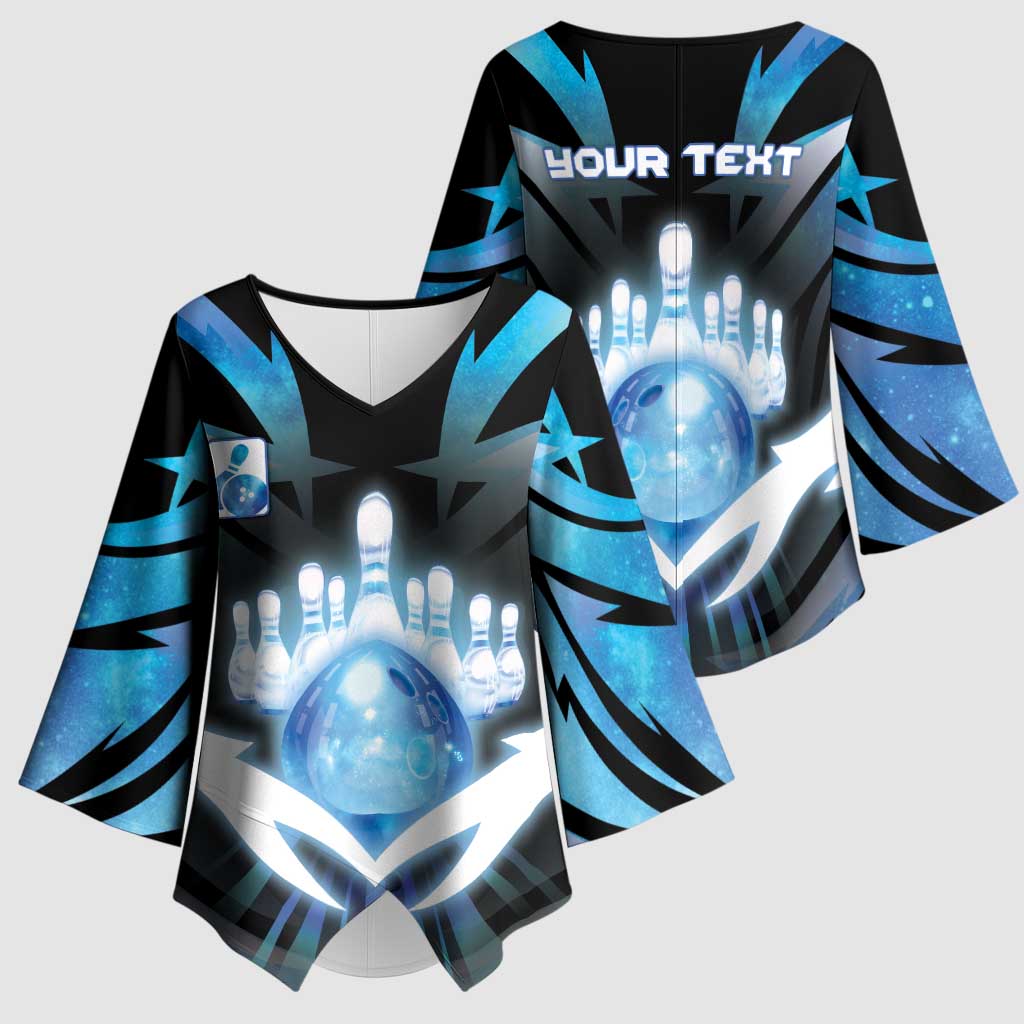 Personalized Bowling Kimono Sleeve Blouse Cosmic Strike