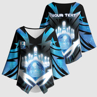 Personalized Bowling Kimono Sleeve Blouse Cosmic Strike