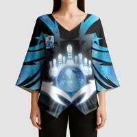 Personalized Bowling Kimono Sleeve Blouse Cosmic Strike