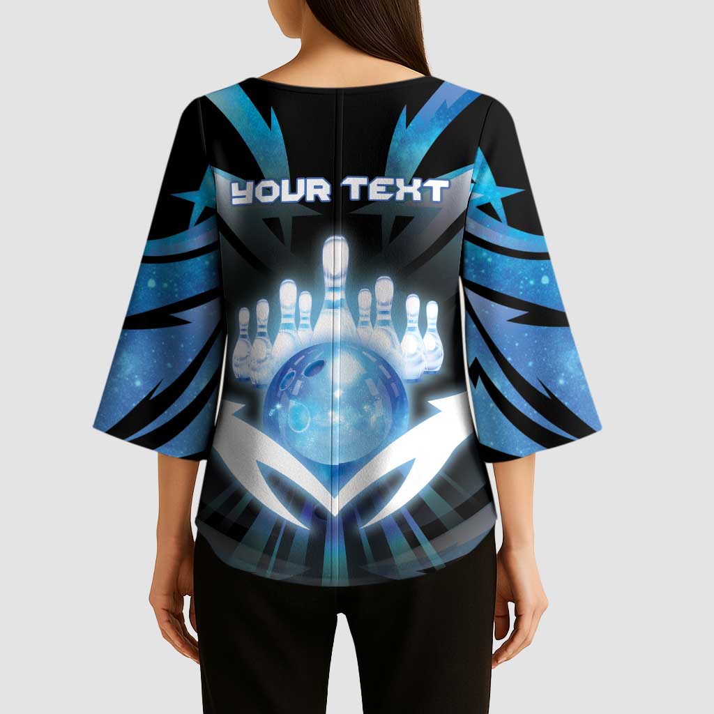 Personalized Bowling Kimono Sleeve Blouse Cosmic Strike