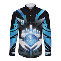 Personalized Bowling Long Sleeve Button Shirt Cosmic Strike