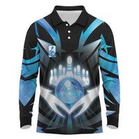 Personalized Bowling Long Sleeve Polo Shirt Cosmic Strike