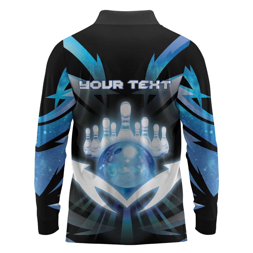 Personalized Bowling Long Sleeve Polo Shirt Cosmic Strike