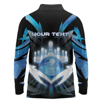 Personalized Bowling Long Sleeve Polo Shirt Cosmic Strike