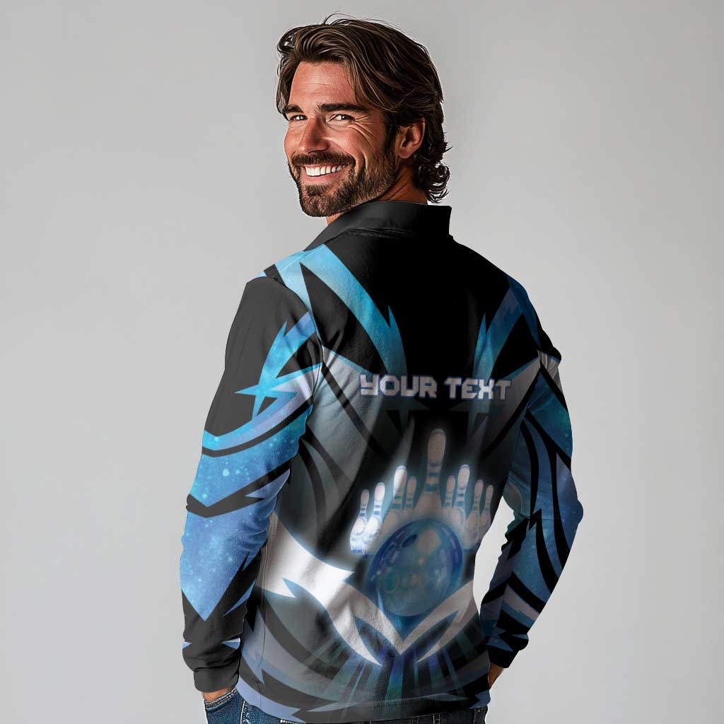Personalized Bowling Long Sleeve Polo Shirt Cosmic Strike