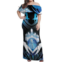 Personalized Bowling Off Shoulder Maxi Dress Cosmic Strike