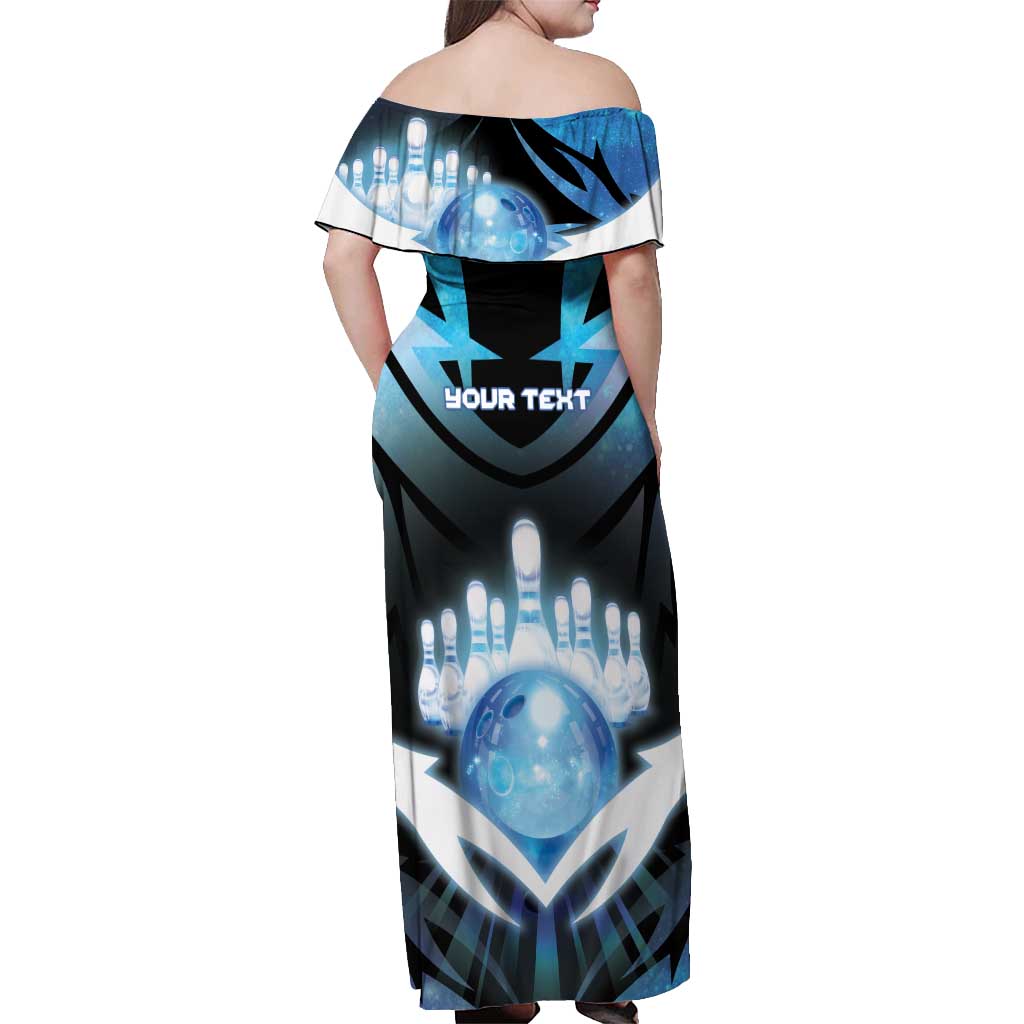 Personalized Bowling Off Shoulder Maxi Dress Cosmic Strike