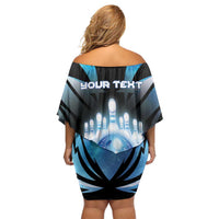 Personalized Bowling Off Shoulder Short Dress Cosmic Strike