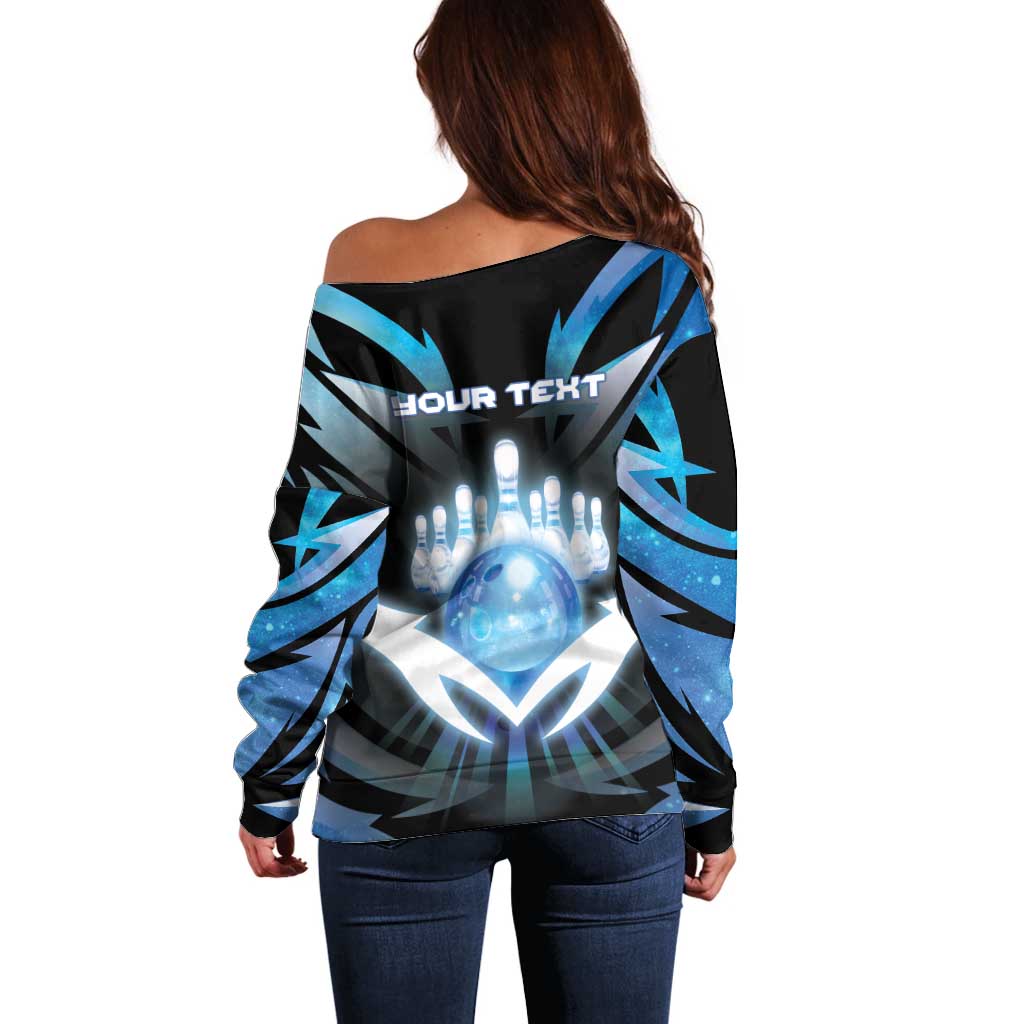 Personalized Bowling Off Shoulder Sweater Cosmic Strike