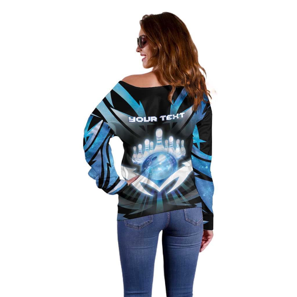 Personalized Bowling Off Shoulder Sweater Cosmic Strike