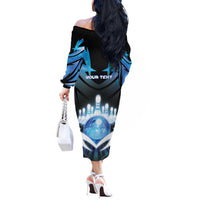 Personalized Bowling Off The Shoulder Long Sleeve Dress Cosmic Strike