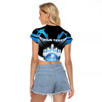 Personalized Bowling Raglan Cropped T Shirt Cosmic Strike