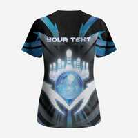 Personalized Bowling Scrub Top Cosmic Strike