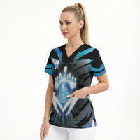 Personalized Bowling Scrub Top Cosmic Strike