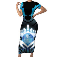 Personalized Bowling Short Sleeve Bodycon Dress Cosmic Strike