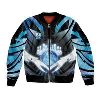 Personalized Bowling Sleeve Zip Bomber Jacket Cosmic Strike