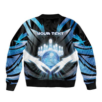 Personalized Bowling Sleeve Zip Bomber Jacket Cosmic Strike