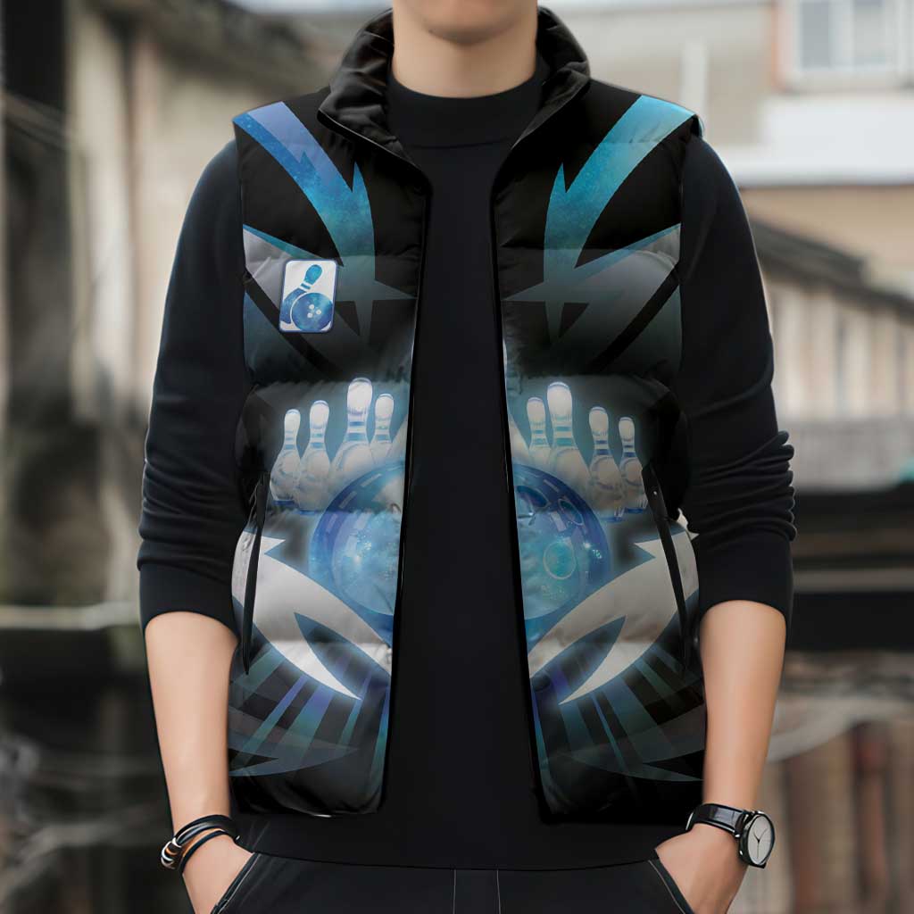 Personalized Bowling Sleeveless Puffer Jacket Cosmic Strike