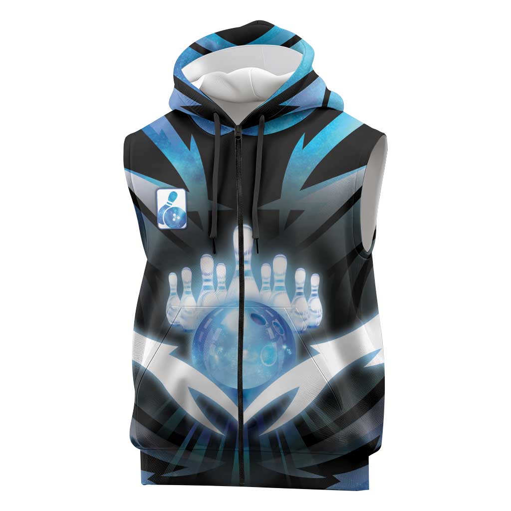 Personalized Bowling Sleeveless Zip Hoodie Cosmic Strike