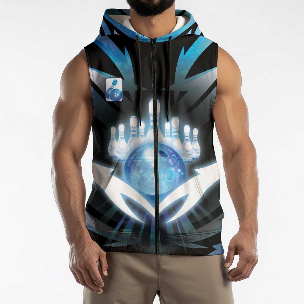 Personalized Bowling Sleeveless Zip Hoodie Cosmic Strike