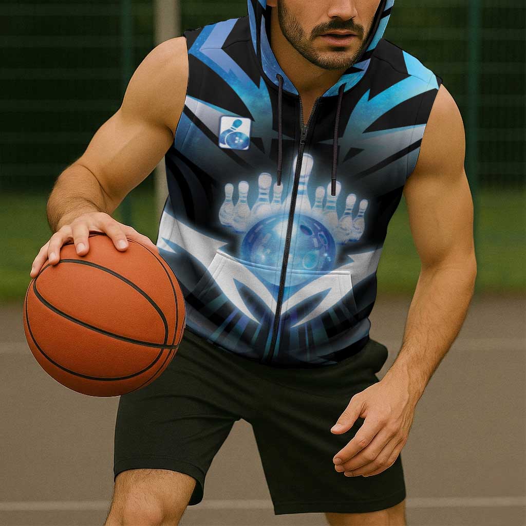 Personalized Bowling Sleeveless Zip Hoodie Cosmic Strike