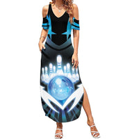 Personalized Bowling Summer Maxi Dress Cosmic Strike