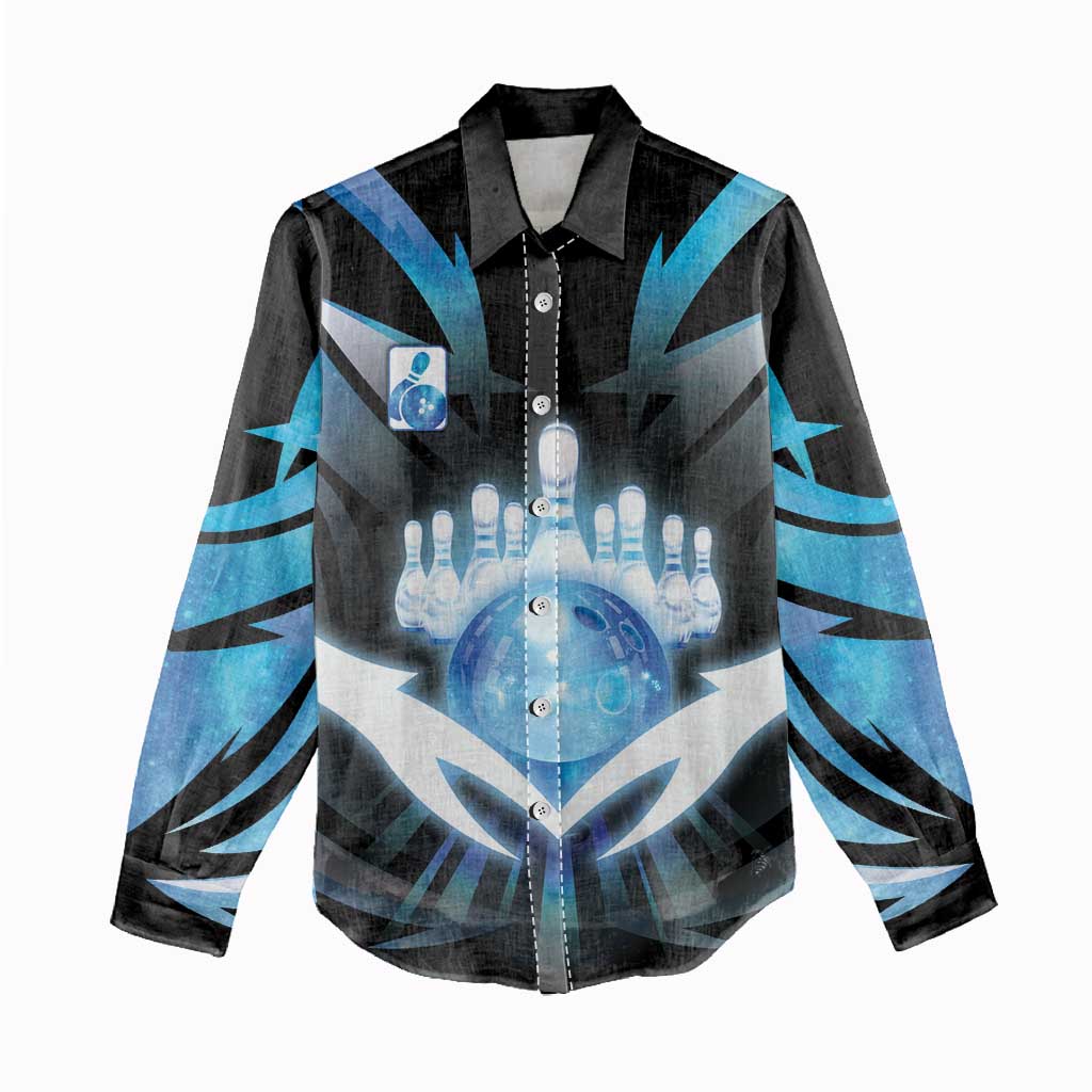 Personalized Bowling Women Casual Shirt Cosmic Strike