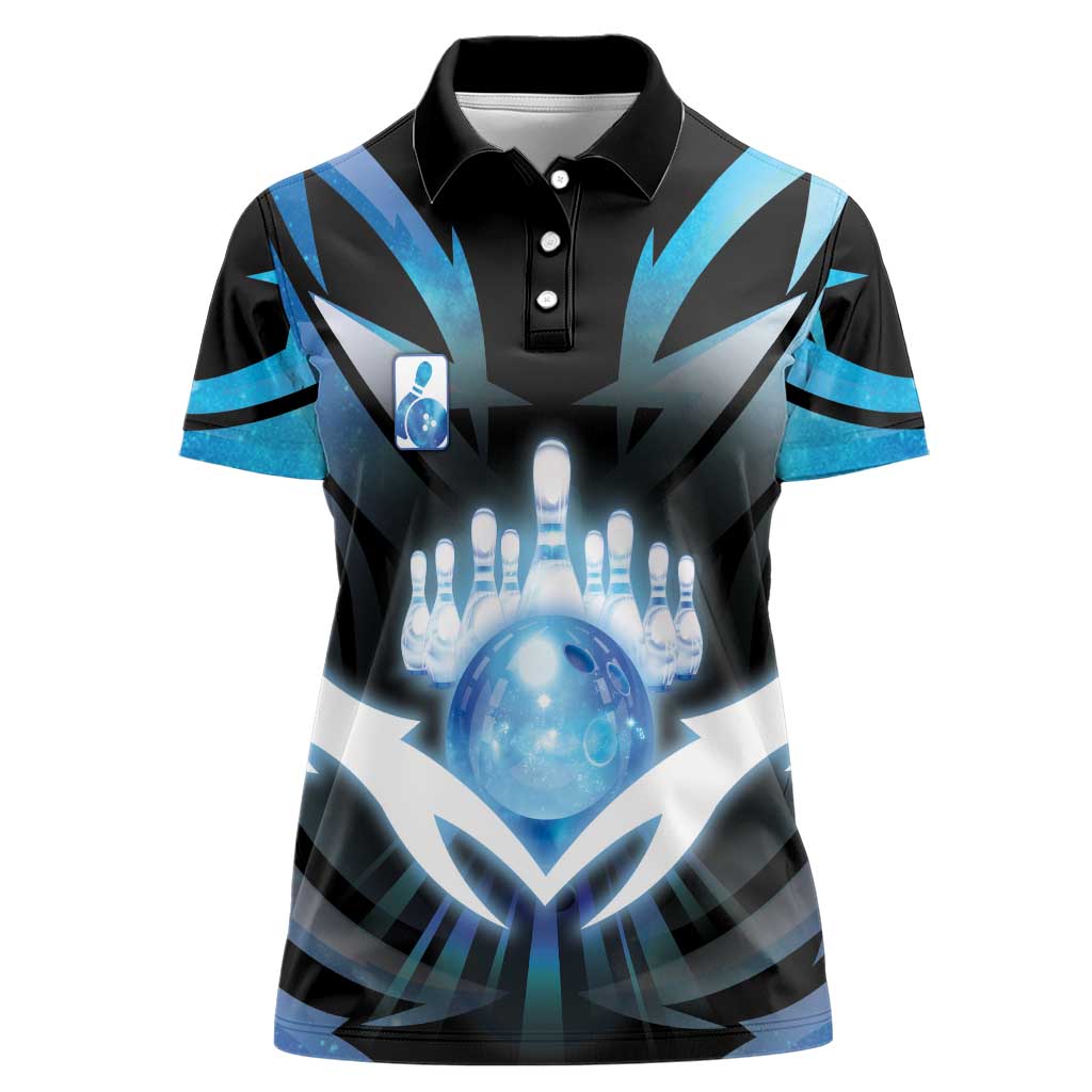 Personalized Bowling Women Polo Shirt Cosmic Strike