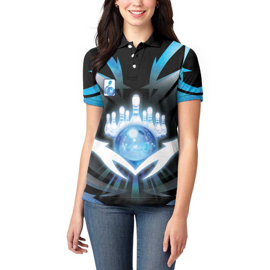 Personalized Bowling Women Polo Shirt Cosmic Strike