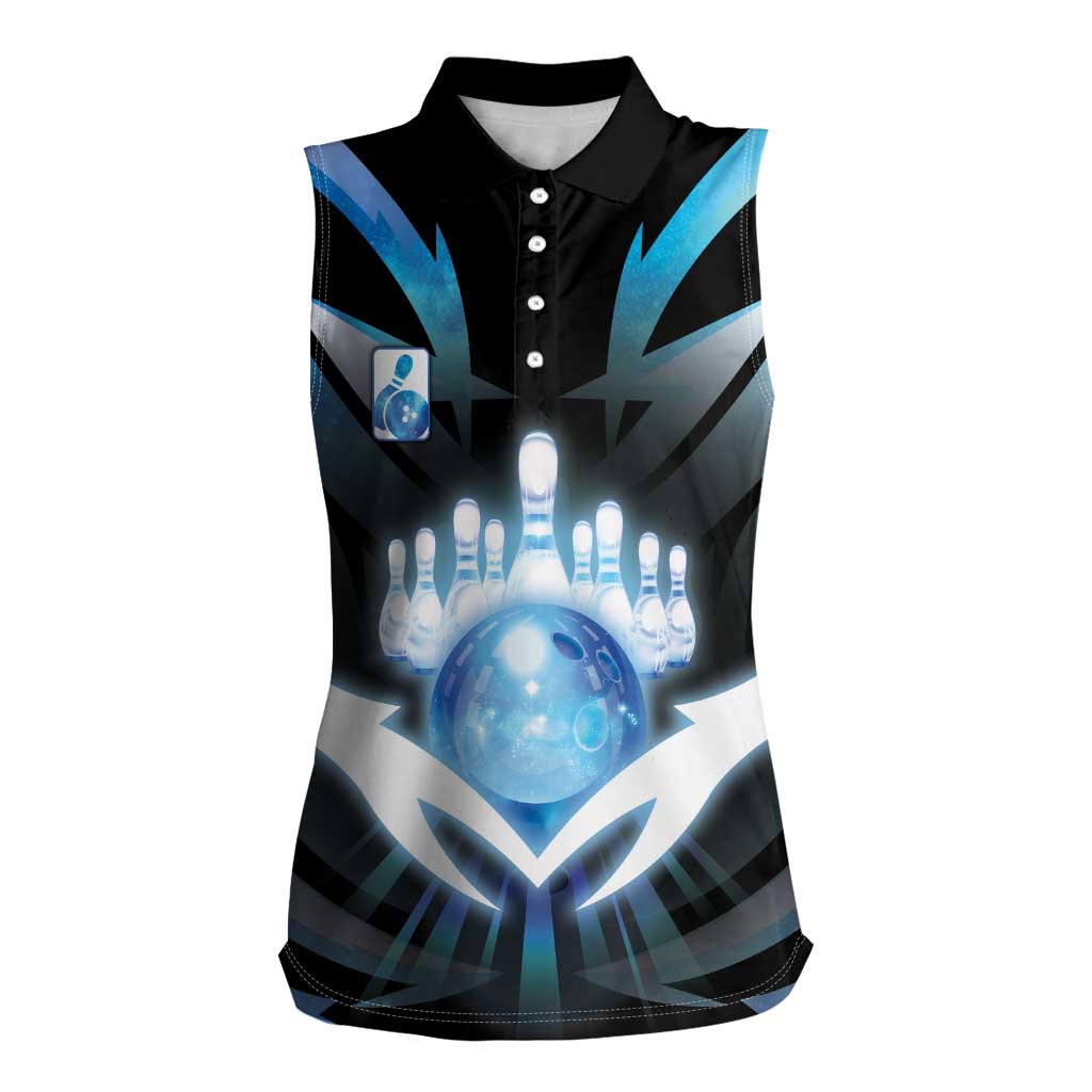 Personalized Bowling Women Sleeveless Polo Shirt Cosmic Strike