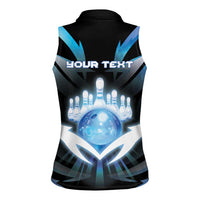 Personalized Bowling Women Sleeveless Polo Shirt Cosmic Strike