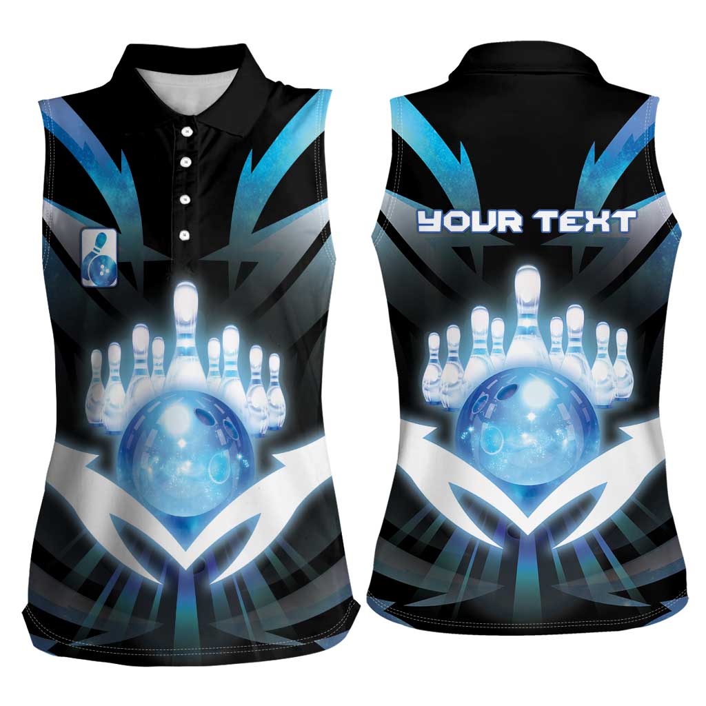 Personalized Bowling Women Sleeveless Polo Shirt Cosmic Strike