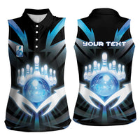 Personalized Bowling Women Sleeveless Polo Shirt Cosmic Strike