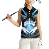 Personalized Bowling Women Sleeveless Polo Shirt Cosmic Strike