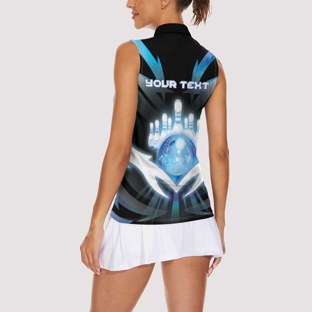 Personalized Bowling Women Sleeveless Polo Shirt Cosmic Strike